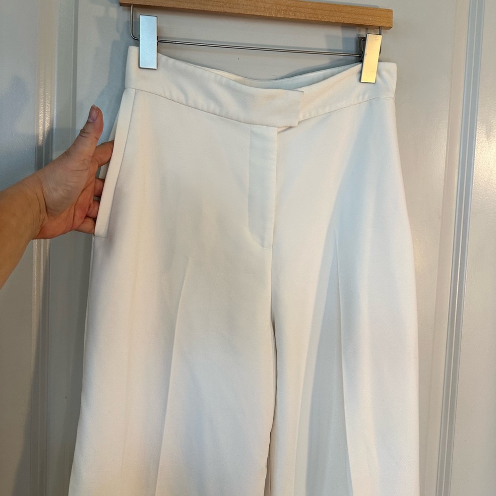 House of CB Ivory High Waisted Wide Leg Designer Trouser Pants, Medium - Picture 5 of 10